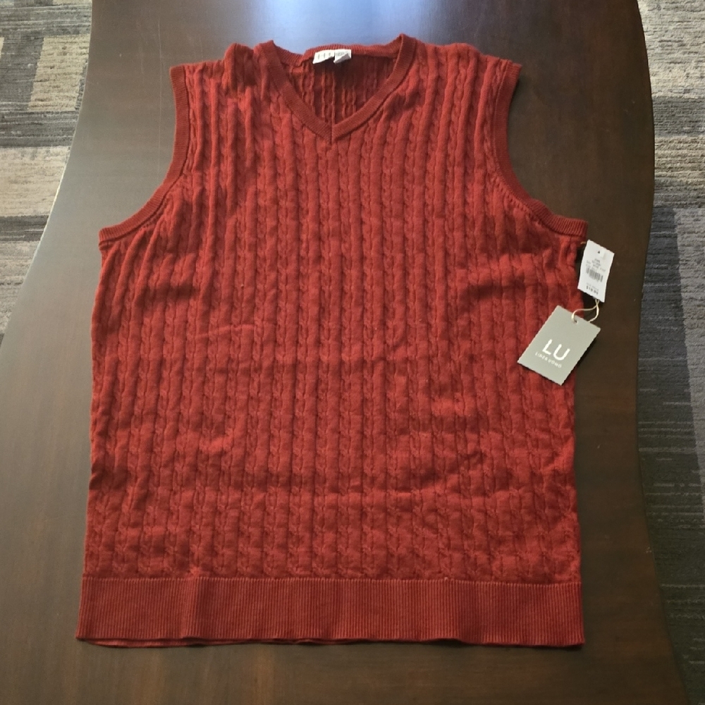 Men's Red Cable Knit Sweater Vest